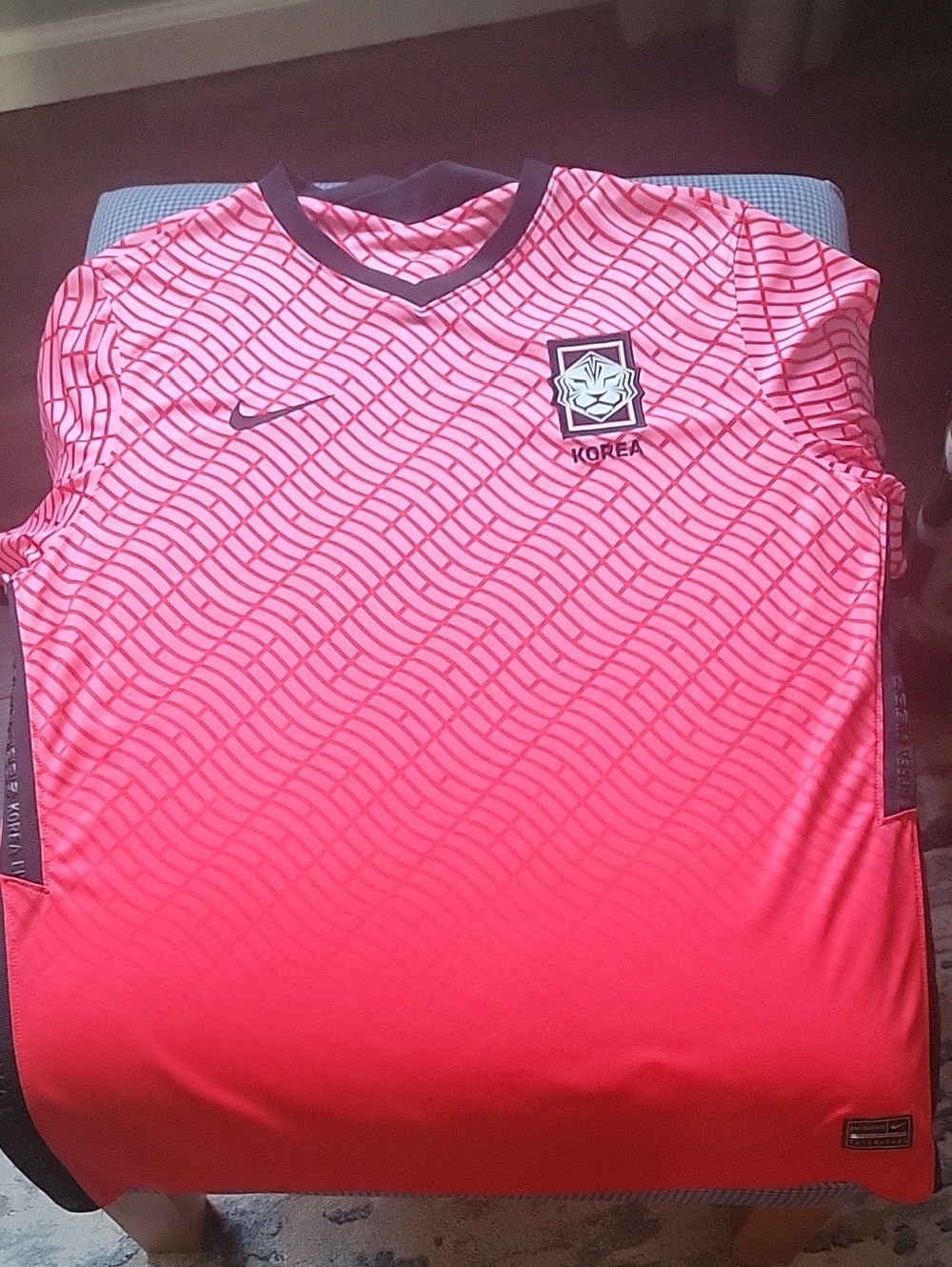 Nike Pink Gradient Korea Football Jersey with Black Trim